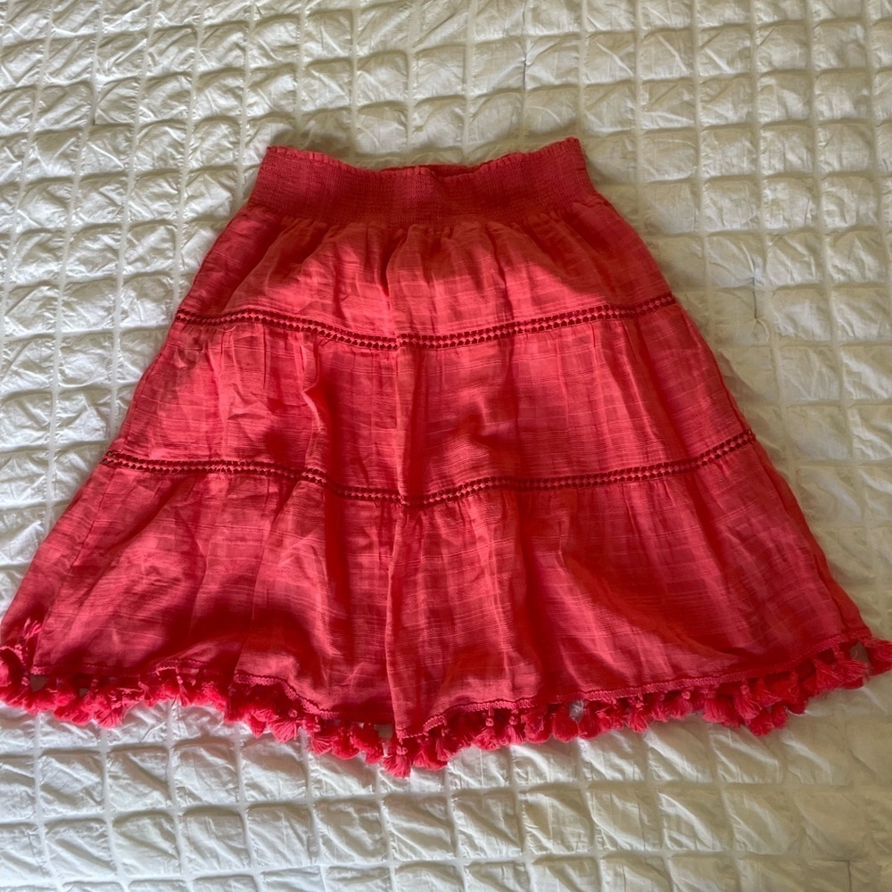 Loft coral lace gauze mini skirt